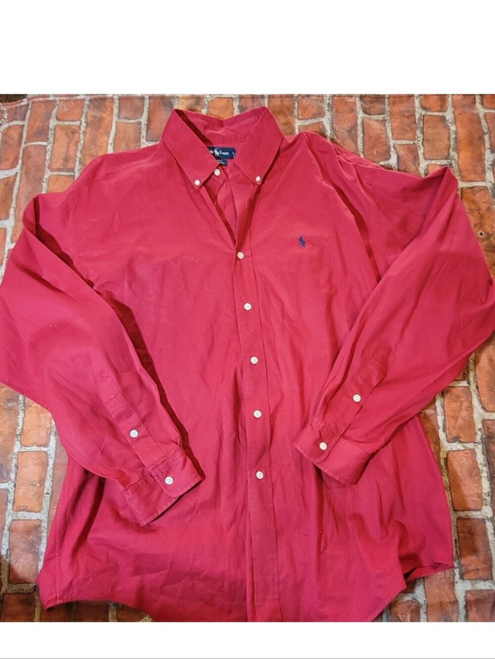 Men's Ralph Lauren Blake Button-Down Shirt - Solid Red - Size XL - 100% Cotton